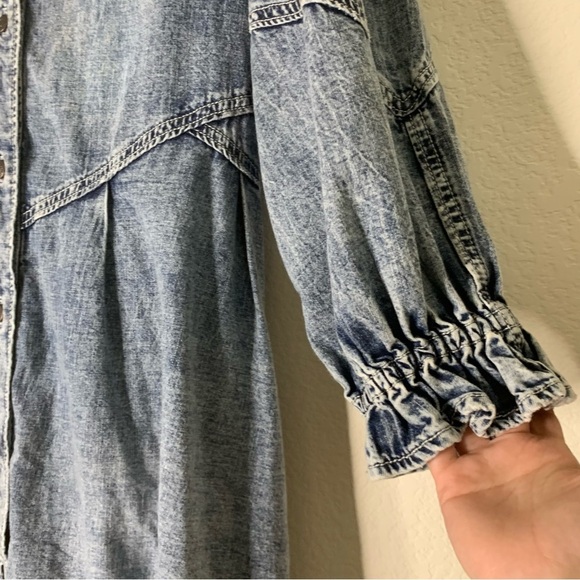 We the free Womens Blue Denim Hannah Long Sleeve Mini Dress L - Picture 4 of 10